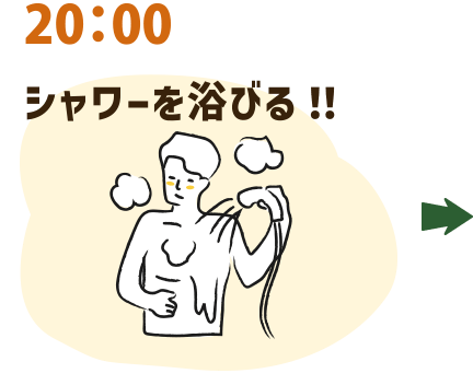 20：00 シャワーを浴びる！！